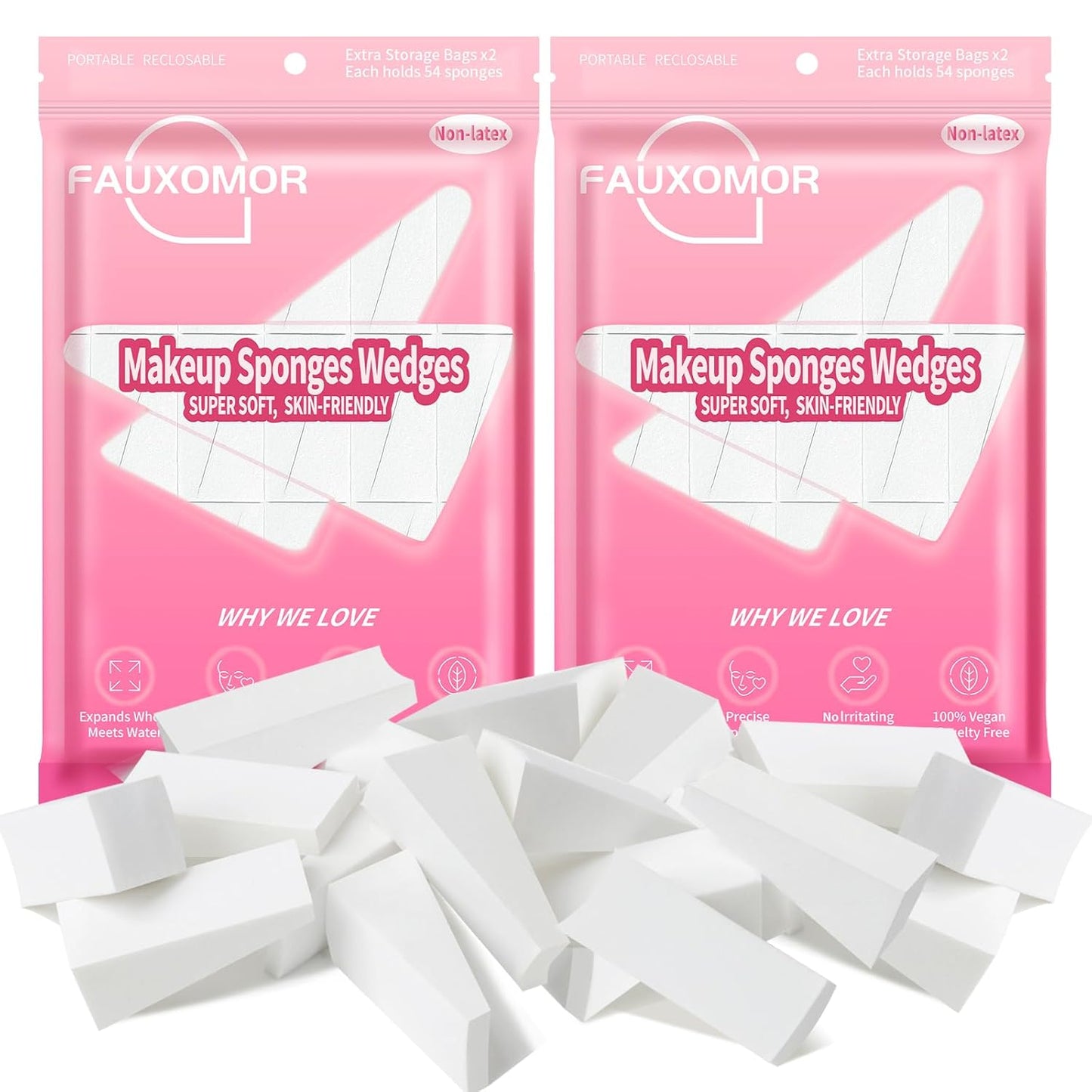 216 Pcs New Makeup Sponges Wedges for Face Foundation, Latex-Free Triangle Cosmetic Make Up Sponge for Flawless Application and Blending, Beauty Blender for All Skin Types with Four Pouches