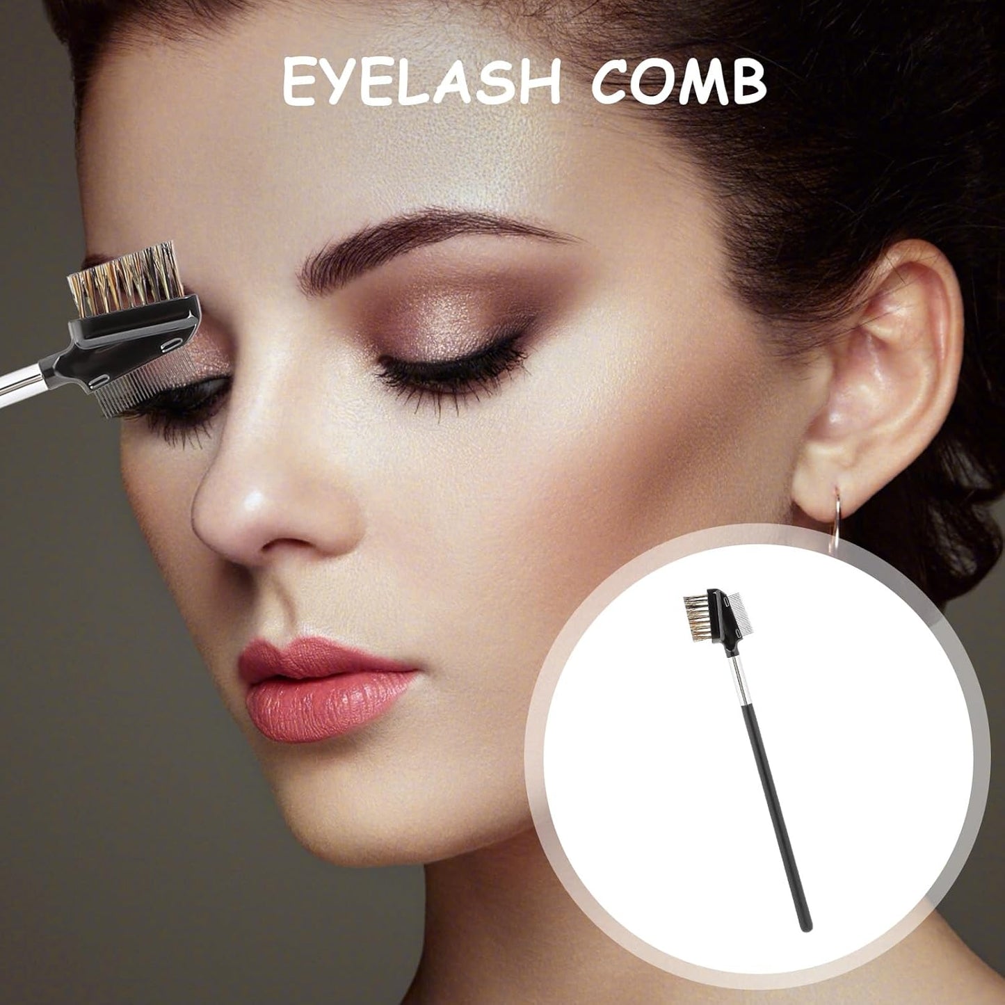 1 Pcs Eyebrow Brush, Metal Eyelash Comb, Resuable Dual Eyebrow Comb, Eye Brow Makeup Brush Eye Lash Comb for Eyelashes Extension (Bristles)