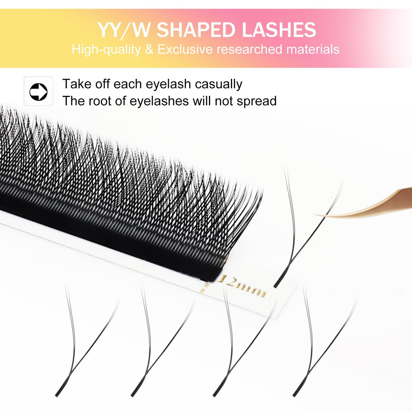 YY Lash Extensions Supplies Y Eyelash Extensions 0.05mm Thickness D Curl 10mm Premade Fans 4D Russian Volume Matte Black 12 Rows Crisscross Eye Lashes(YY-0.05-D,10mm)