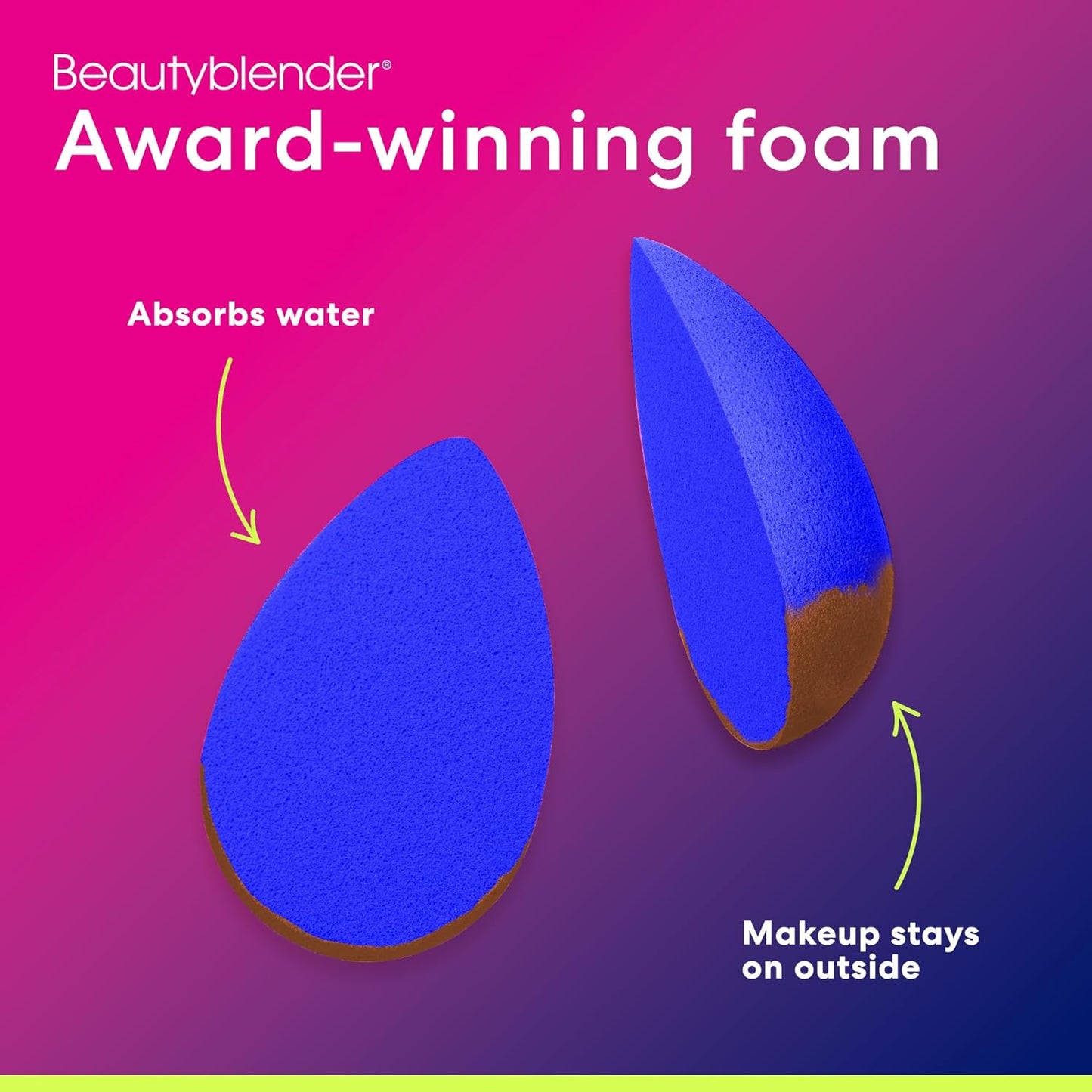 Beautyblender® | Sapphire Beauty Blender Makeup Sponge, Super-Soft Foam Easily Blends Foundations, Powders & Creams, Made in USA, Reusable, Washable, Streak Free Application, Vegan, Cruelty Free