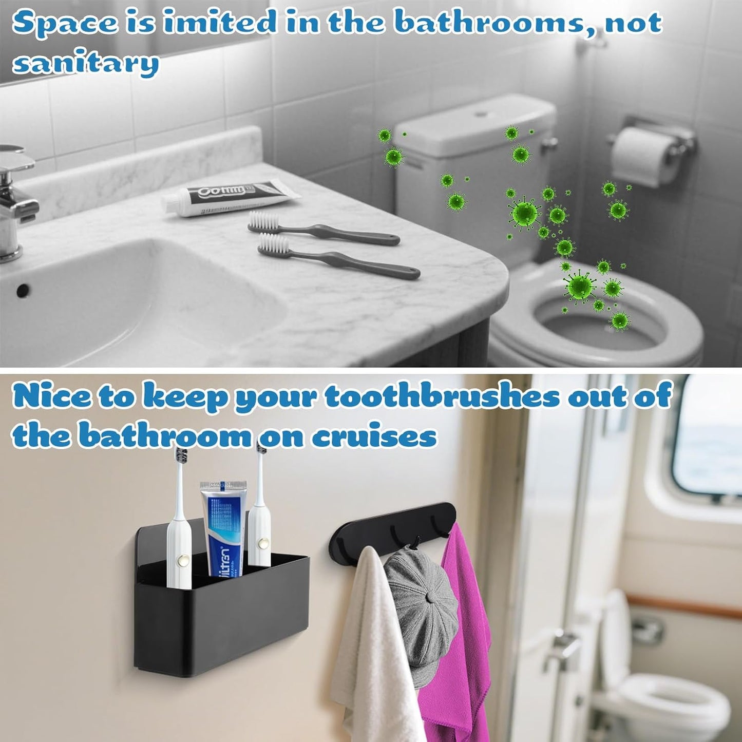 Juome Cruise Ship Essentials 2025 Magnetic Toothbrush Holders, Royal Caribbean Alaskan Cruise Must Haves, Magnetic Hooks for Cruise Cabins, Metal Magnet Hooks for Cruise Ship Walls