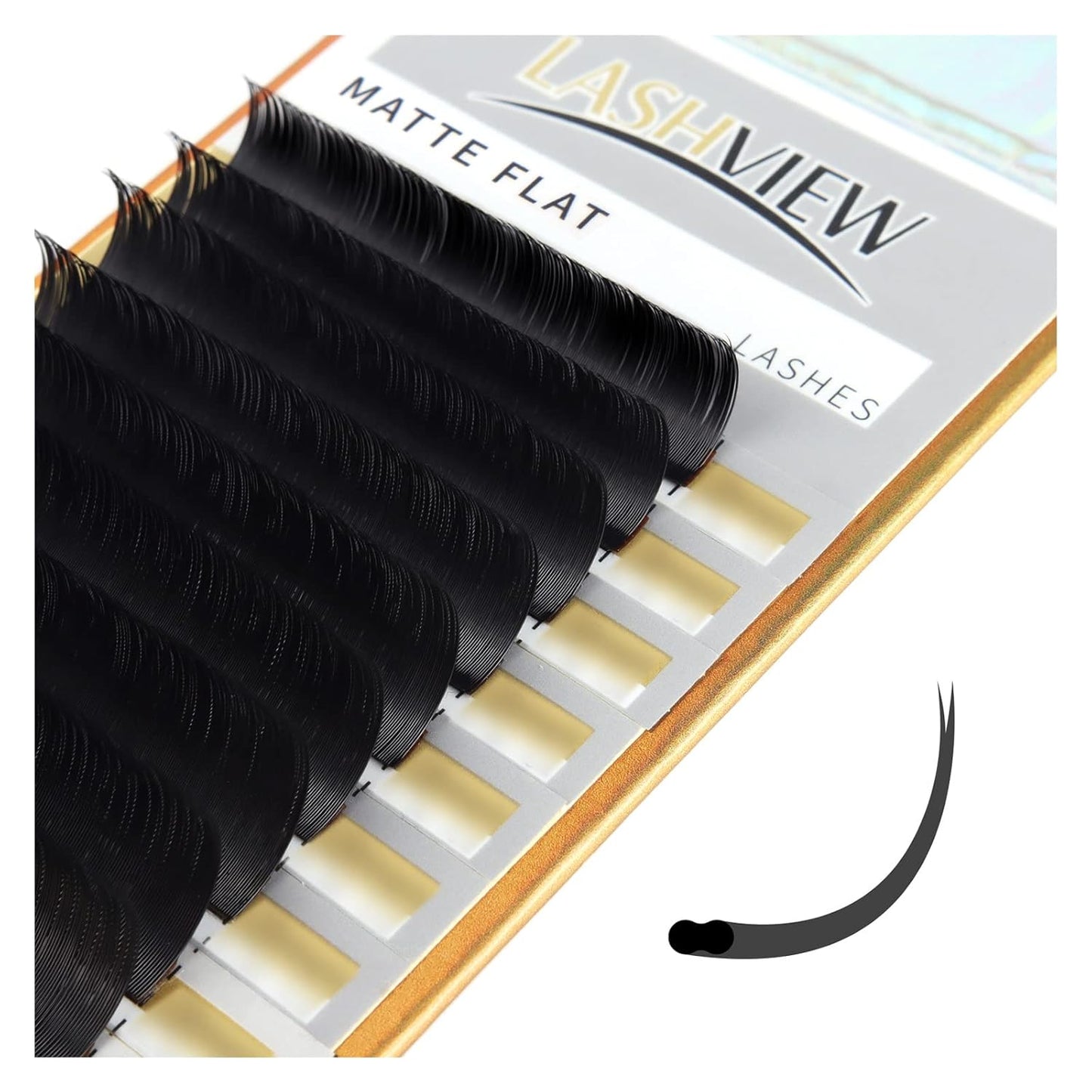 LASHVIEW Eyelash Extensions,Ellipse Flat Eyelash Extensions 0.15mm C Curl 13mm, Black,Individual Lashes,Super Matte Extremely Soft Professional Salon Use
