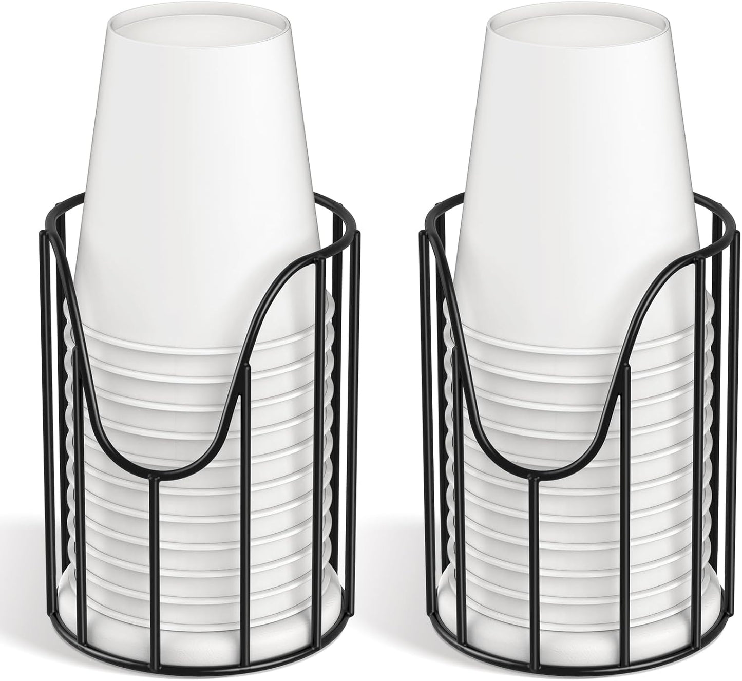 Luxspire Bathroom Cup Dispenser, 3-5oz Dixie Cup Dispenser, Metal Dixie Cup Holder, Disposable Paper Cup Holder for Bathroom, Cotton Pad Holder, Guest Bathroom Essentials, Black, 2 Pack