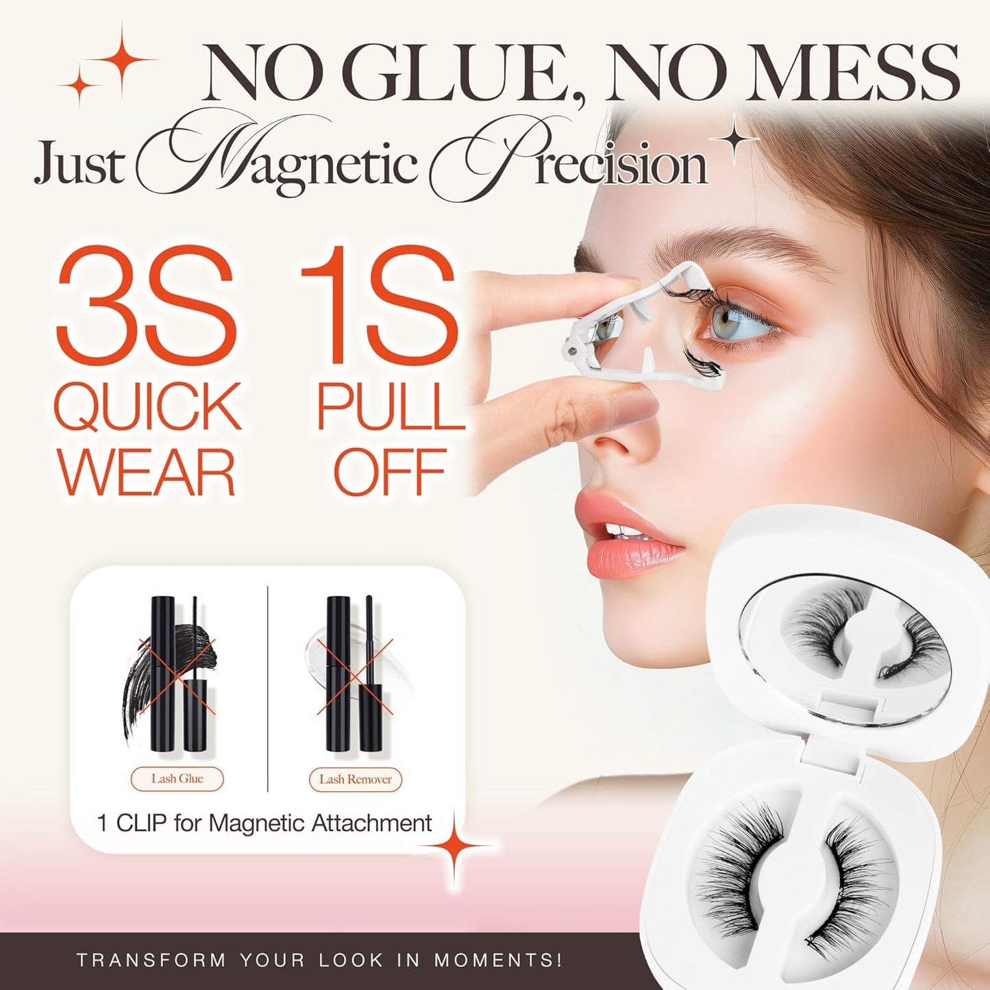 LASHVIEW Magnetic Eyelashes with Applicator,Reusable Soft Magnetic Eyelashes Natural Look, No Glue Needed RCM01-2