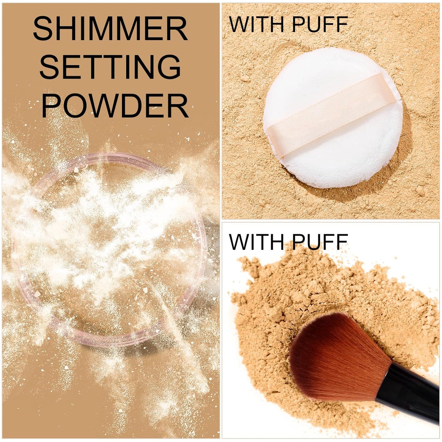 Loose Face Powder Glitter Setting Powder Matte Finishing Powder Shine,Long-lasting,Lightweight,Sets Foundation Makeup