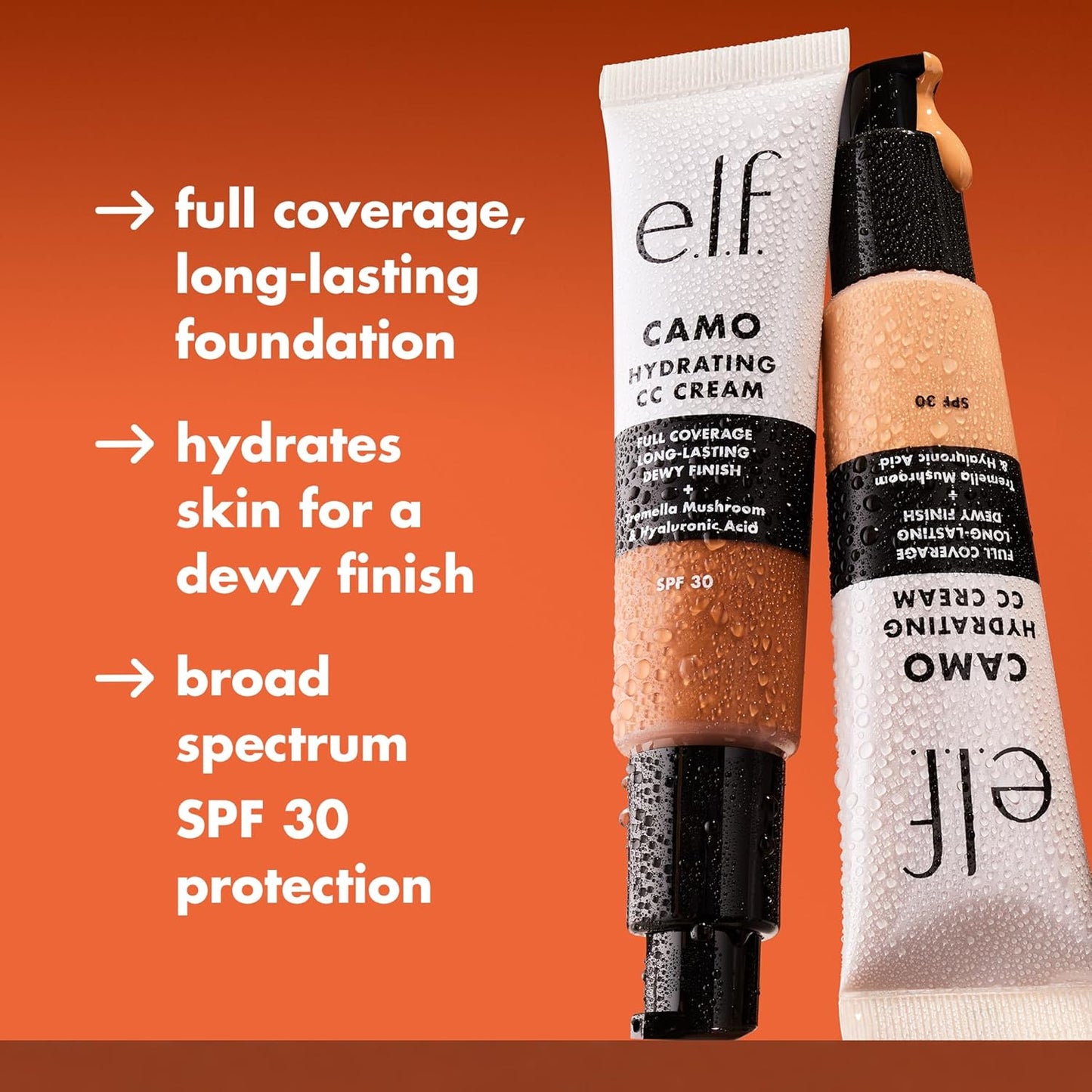 e.l.f. Hydrating Camo CC Cream, SPF 30, Color Correcting Full Coverage Foundation For A Dewy Finish, Vegan & Cruelty-Free, Fair 125 C