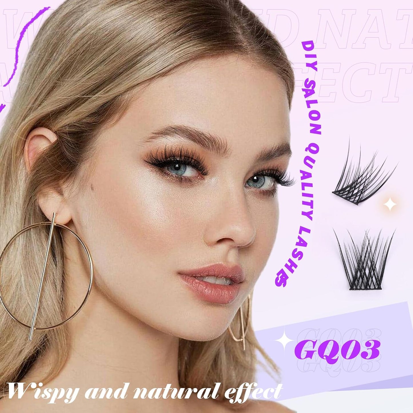 GAQQI Lash Clusters, Eyelash Clusters 120PCS D Curl Individual Lashes, Wispy Cluster Eyelash Extension 10mm Only, Natural Looking Cluster Lashes （GQ03, D Curl, 10mm)