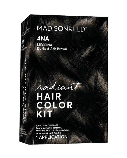 Madison Reed Radiant Hair Color Kit | 4NA Darkest Ash Brown with Cool Smoky Undertones (Messina Brown) for 100% Gray Hair Coverage | Dimensional Permanent Hair Dye | PPD-Free & Ammonia-Free | 1 Pack