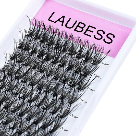 Lash Clusters LAUBESS Individual Lashes Waterproof Eyelash Clusters Mixed Tray Cluster Eyelash Extensions Soft Cluster Lashes for Beginners (30D-D-Mix9-16)