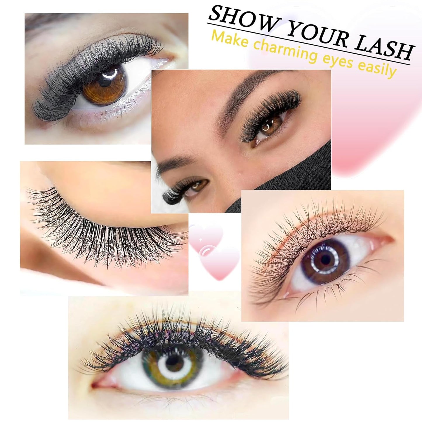 W Lash Extensions 8D Eyelash Extensions W Shape 0.07mm Thickness C Curl Mix 8-15mm Premade Fans Individual Lashes Volume Matte Black 12 Rows Crisscross False Eyelashes(W-8D-0.07-C,8-15mm)