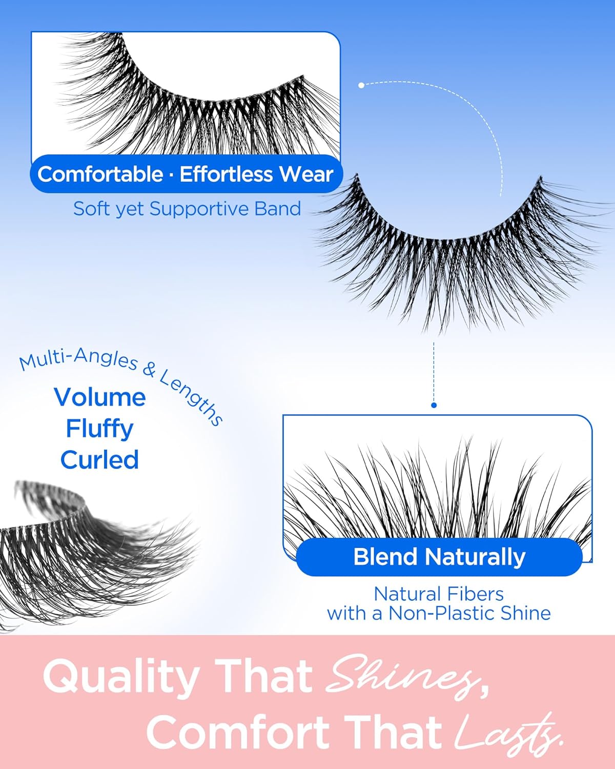 BEYELIAN 14 Pairs False Eyelashes Wispy D Curl 6-14MM Cat Eye Lashes Natural Look, Fluffy 3D Volume Faux Mink Lashes Soft and Lightweight, Reusable, Easy to Apply (14P-HSCS-30)