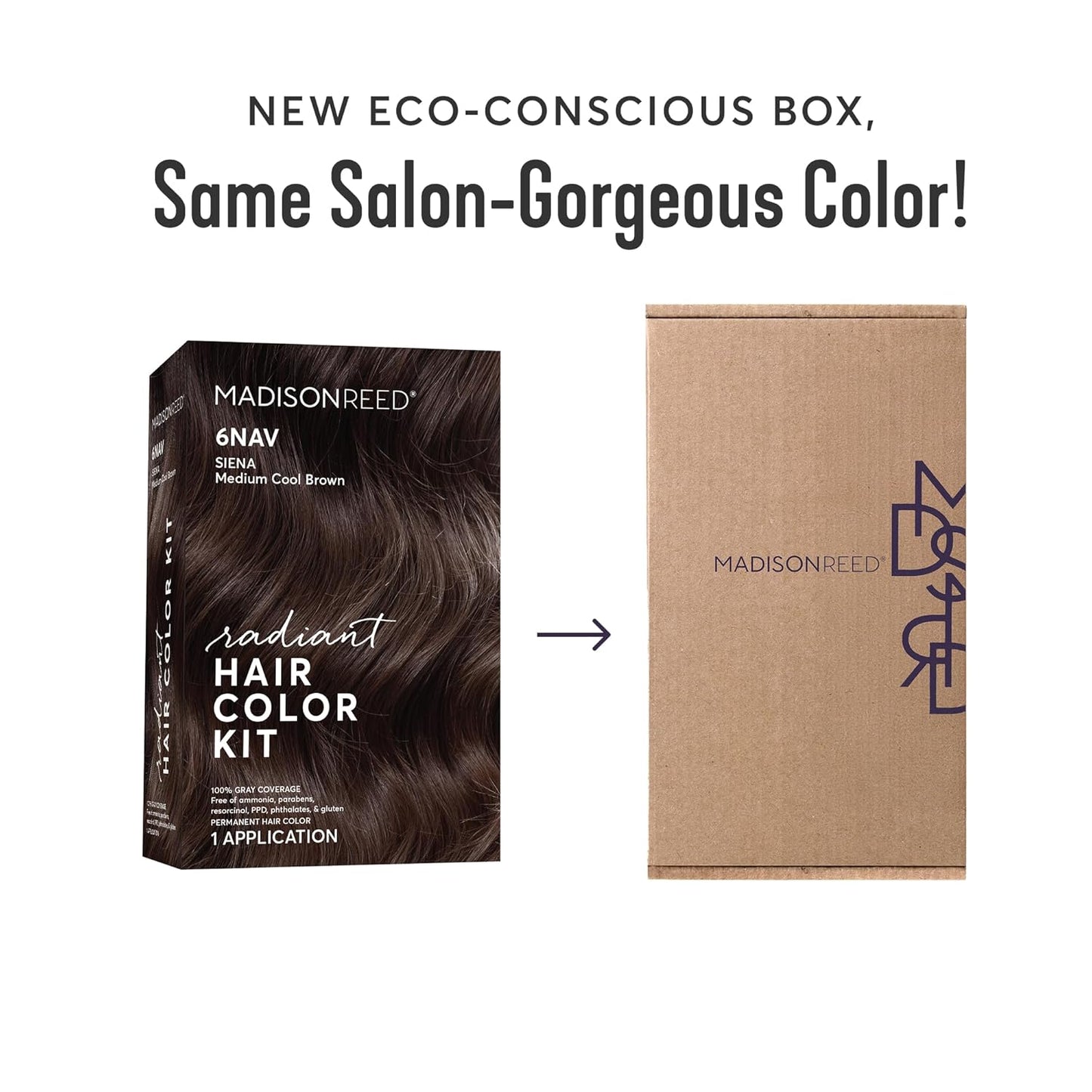 Madison Reed Radiant Hair Color Kit | 6NAV Medium Cool Brown (Siena Brown) for 100% Gray Hair Coverage | Dimensional Salon-Quality Permanent Hair Dye | PPD-Free & Ammonia-Free | 2 Pack