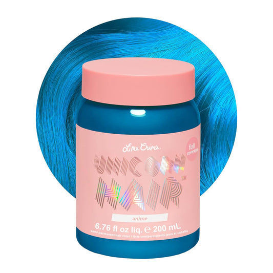 Lime Crime Unicorn Hair Dye Full Coverage, Anime (Candy Blue) - Vegan and Cruelty Free Semi-Permanent Hair Color Conditions & Moisturizes - Temporary Blue Hair Dye With Sugary Citrus Vanilla Scent