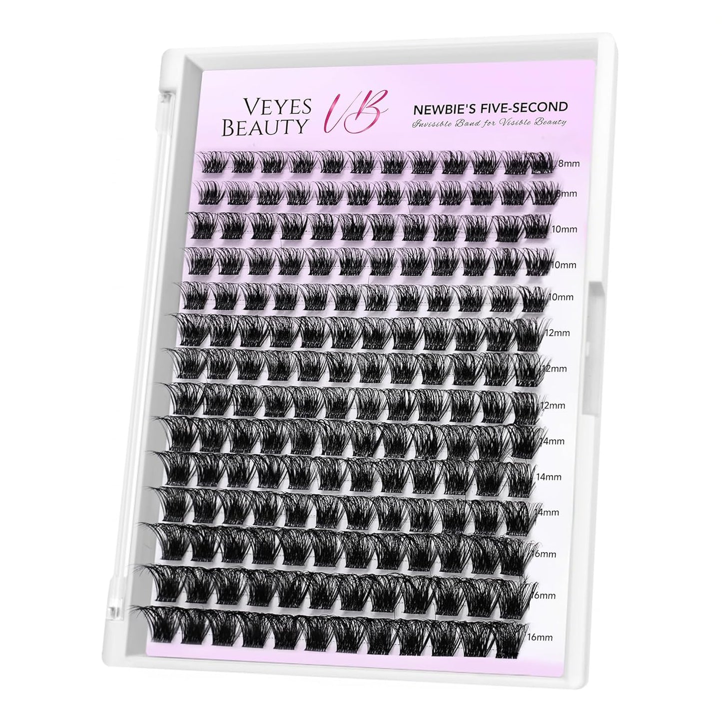 VEYESBEAUTY Lash Clusters Individual Eyelash Extensions Thin & Invisible Band DIY False Eyelashes for Self-application Newbie's Five-Second Series Wispy Lash Tray, Siren 8-16mm Mixed Length