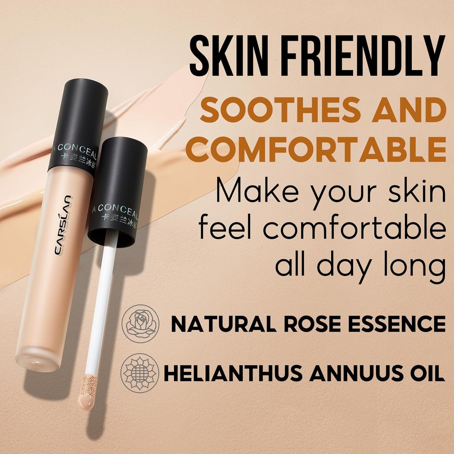 Hydrating Concealer - Full Coverage Matte Finish, 16H Long Lasting Corrects Dark Circles, Redness, Blemishes, 02 Nude