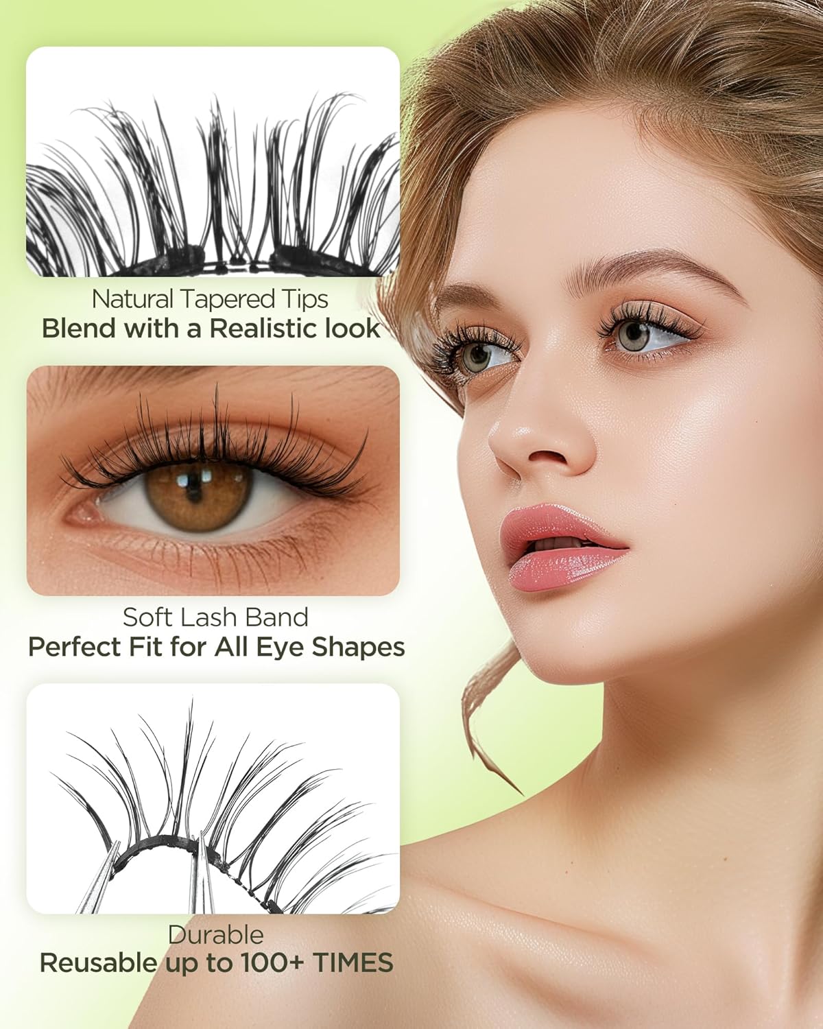 BEYELIAN Magnetic Eyelashes with Applicator Kit, Reusable Natural Look False Lashes, No Glue Needed Soft Magnetic Lashes for Eye MAC-102 (Lightweight & Comfortable)