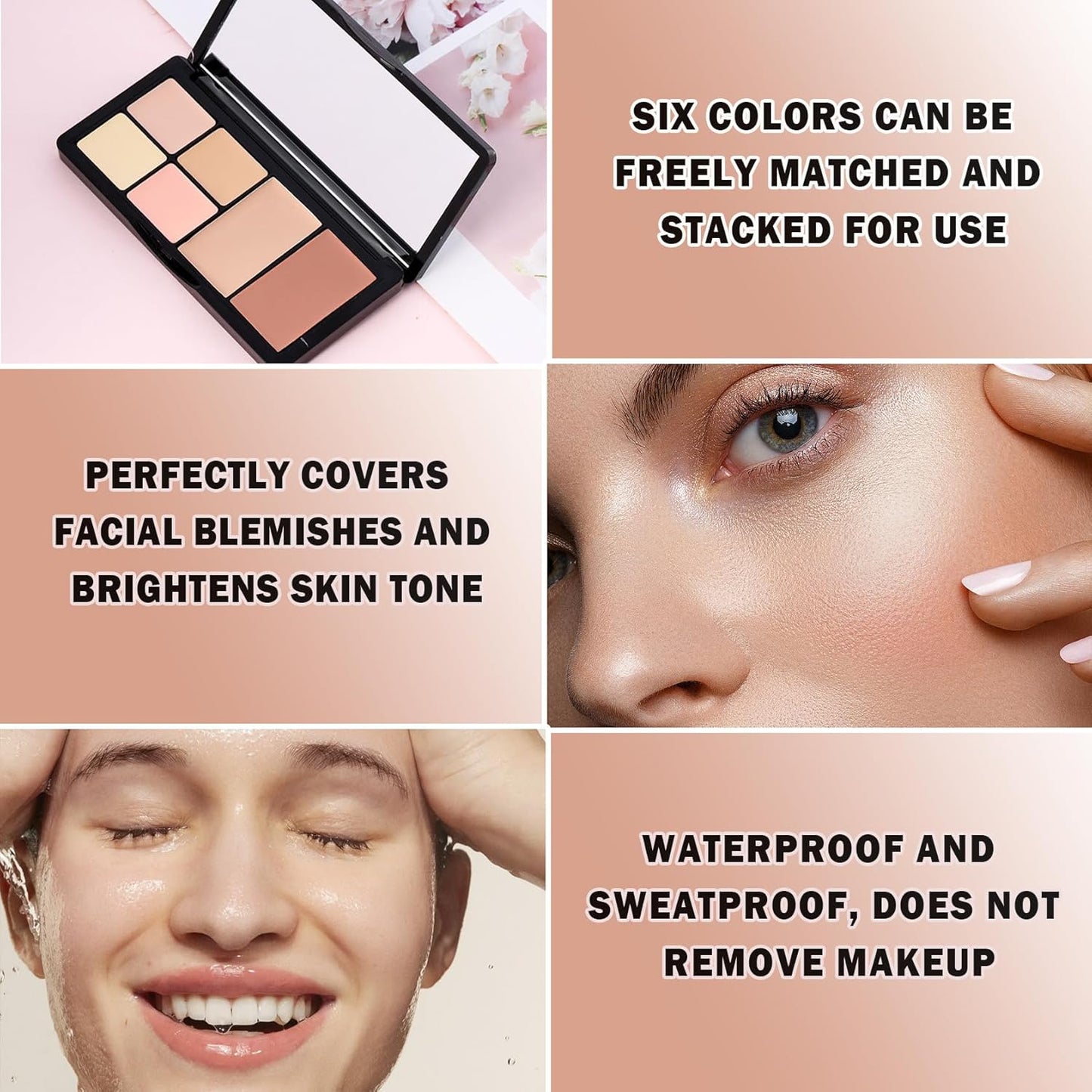 Cream Color Correcting Concealer Makeup Palette Cream Foundation Palette for Dark Circles Professional Concealer Full Coverage Face Contour Makeup Palette with Brush-01 Color Correcting