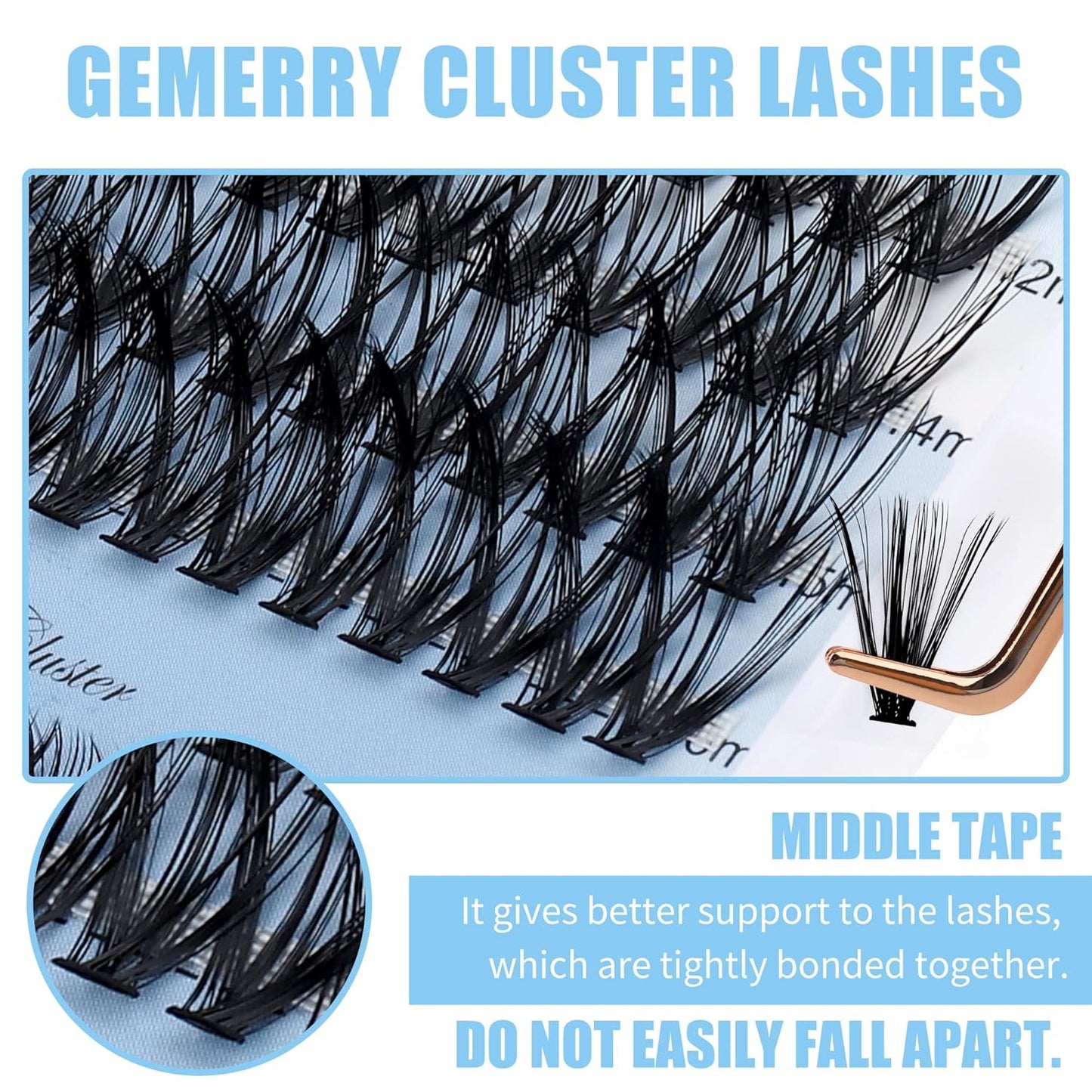 Lash Clusters 240pcs GEMERRY Individual Lashes 0.07mm 20P+30P D Curl Mix 8-16mm Cluster Lashes Natural Soft Mixed Tray Eyelash Clusters DIY Eyelash Extensions