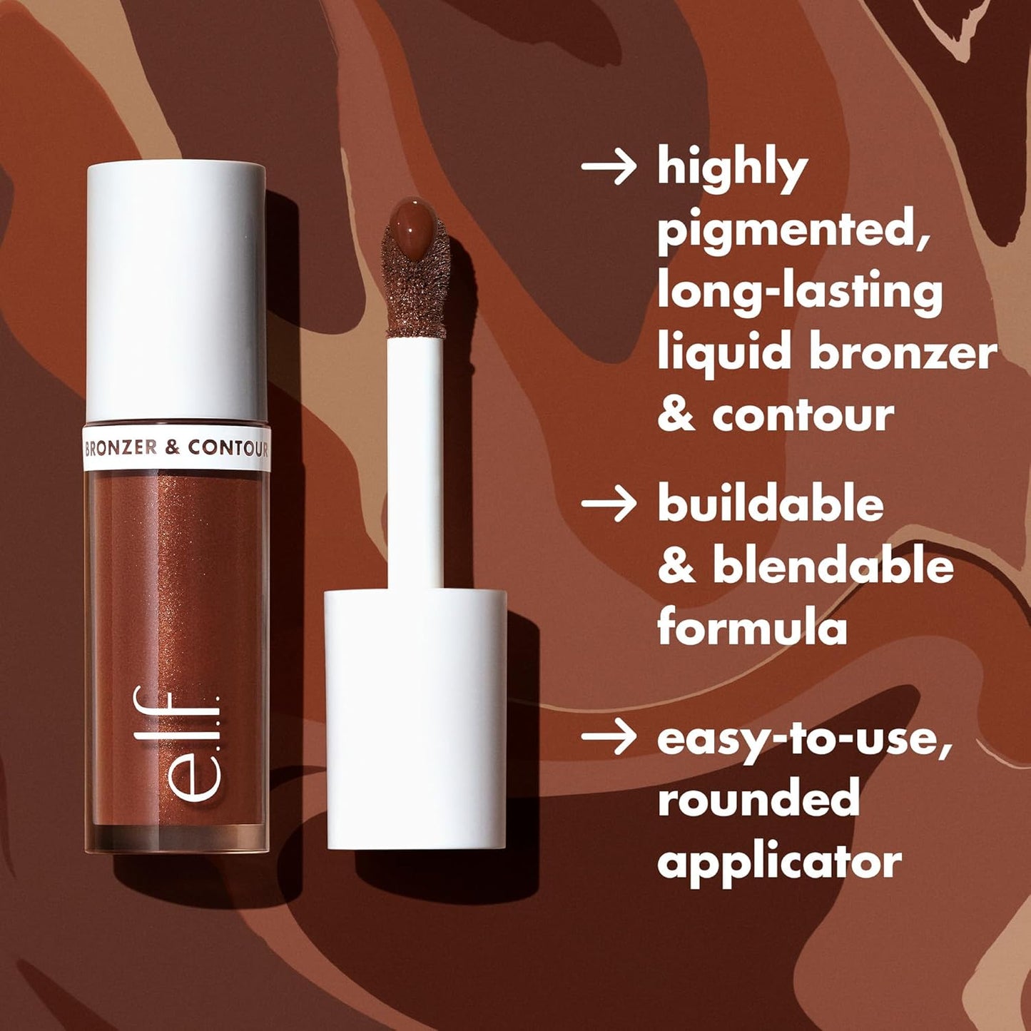 e.l.f. Camo Liquid Bronzer & Contour, Silky Highly Pigmented Formula, Creates a Long-Lasting Bronzed Glow & Natural Look, Vegan & Cruelty-Free, 9 Deep/Rich