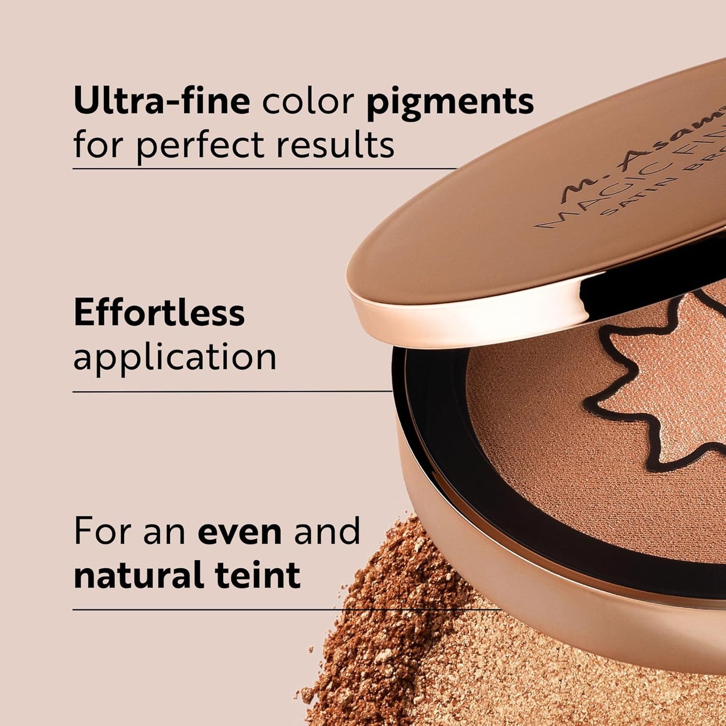 M. Asam MAGIC FINISH Satin Bronzer Amber & Walnut (0.22 oz) - 4-in-1 Bronzer Powder, Satin-Touch Texture, Creamy-Soft with Ultra-Fine Color Pigments, Vegan & Silicone-Free