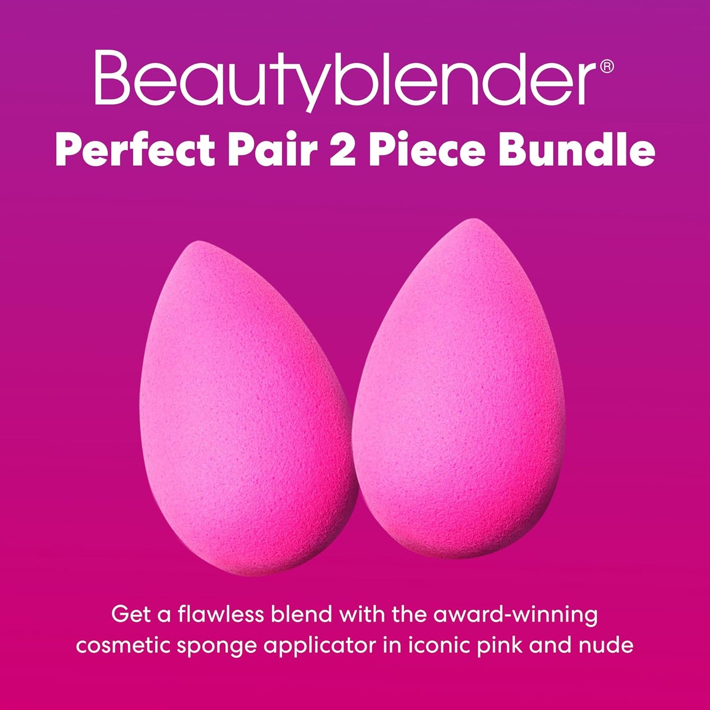 Beautyblender® | Original Pink Beauty Blender 2-Piece Bundle for Blending Foundations, Powders, and Creams, Super-Soft Foam for Streak-Free Application, Made in the USA, Reusable, Washable