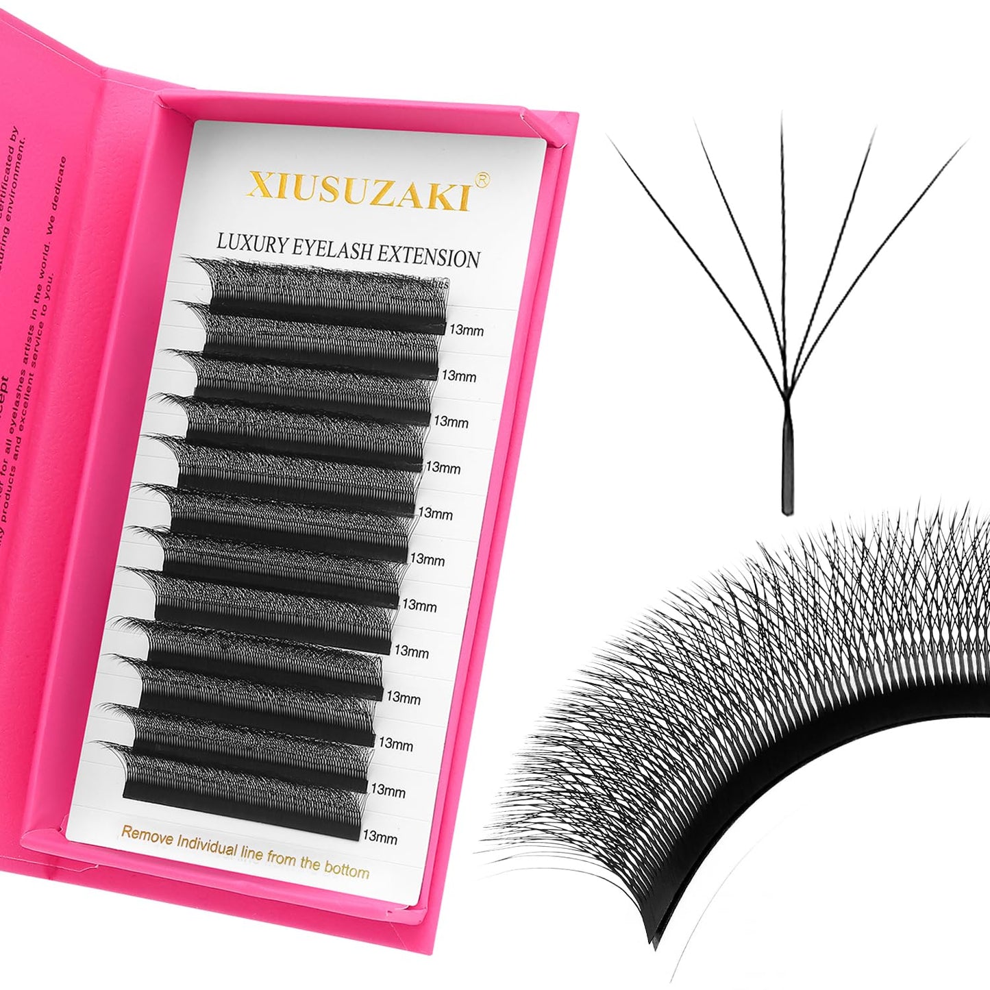 W Lash Extensions Supplies 5D Eyelash Extensions W Shape 0.07mm Thickness D Curl 14mm Premade Fans Easy Fan Lashes Volume Matte Black 12 Rows Crisscross Eye Lashes(W-5D-0.07-D,14mm)