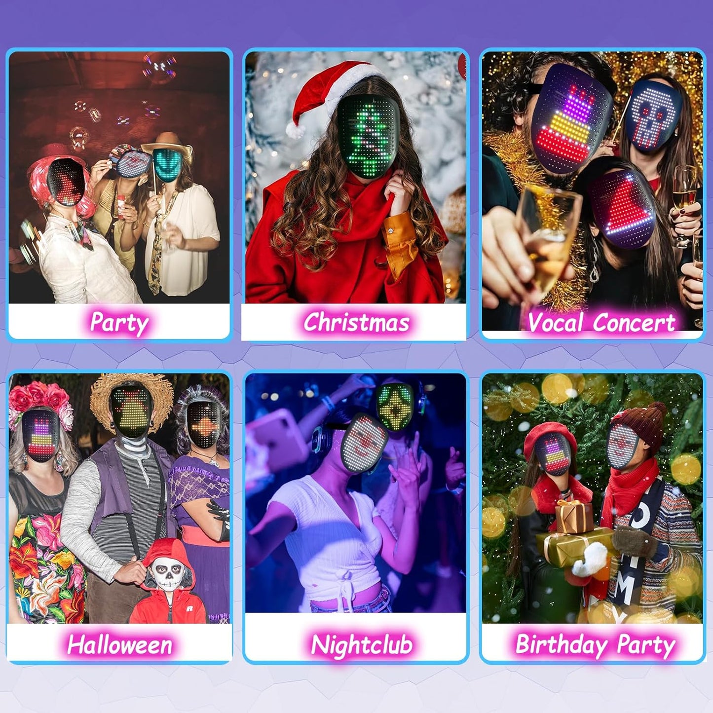 Led Mask with Gesture Sensing, Light up Face Transforming Mask for Halloween Xmas Costume Party