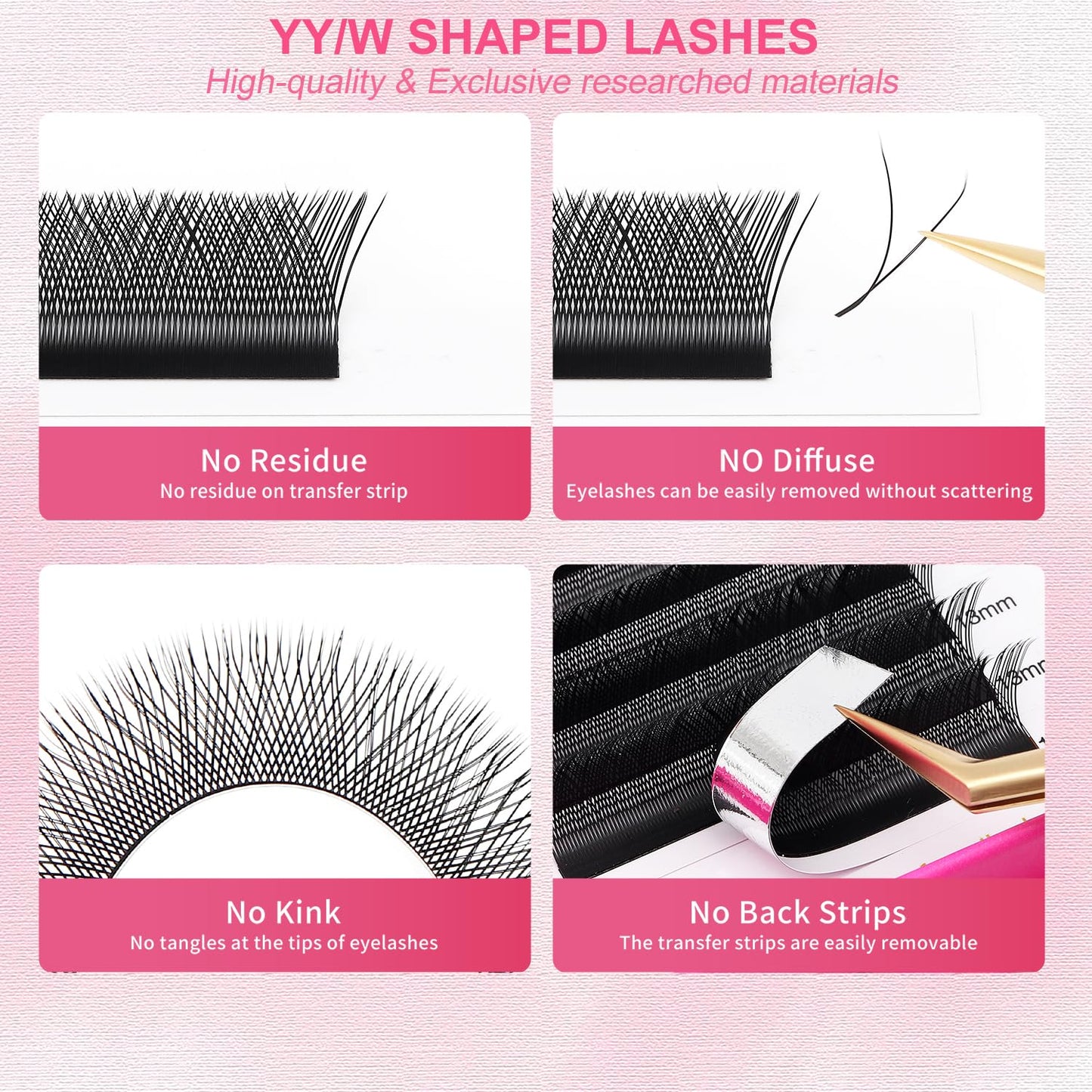 YY Lash Extensions Supplies Y Eyelash Extensions 0.05mm Thickness C Curl 11mm Premade Fans 4D Russian Volume Matte Black 12 Rows Crisscross Eye Lashes(YY-0.05-C,11mm)