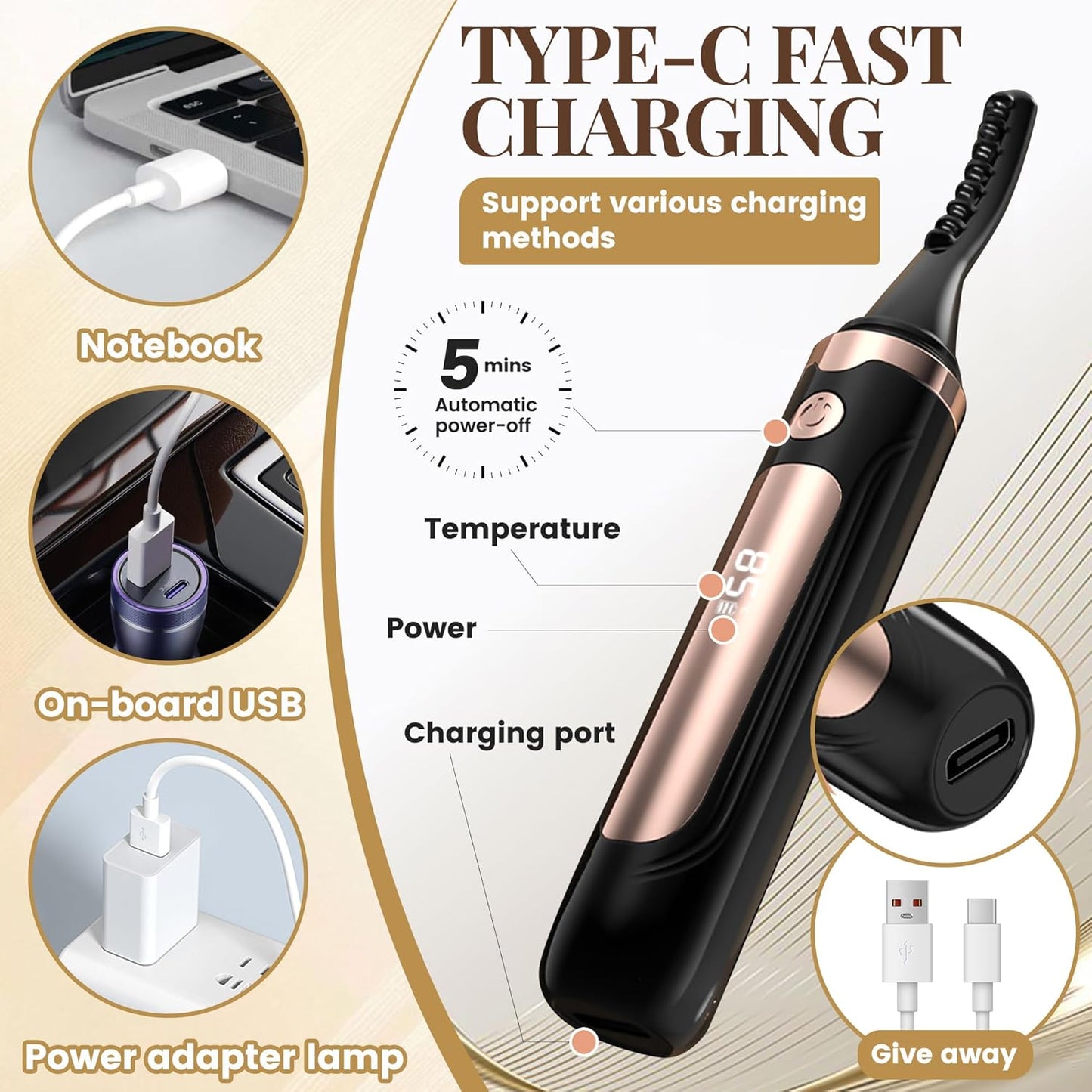 Heated Eyelash Curler, Best Selling Eyelash Curler, 10 Seconds Quick Heat - Lasts Long - with Led Display, use with Mascara, Suitable for Women and Girls