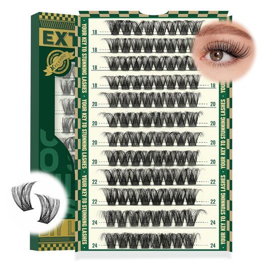 Lash Clusters 96pcs Eyelash Clusters D Curl 18-24MIX Cluster Lashes KEYYOU Volume Wispy Lash Extension Soft&Comfortable Easy DIY at Home(Y01,D-18-24MIX)