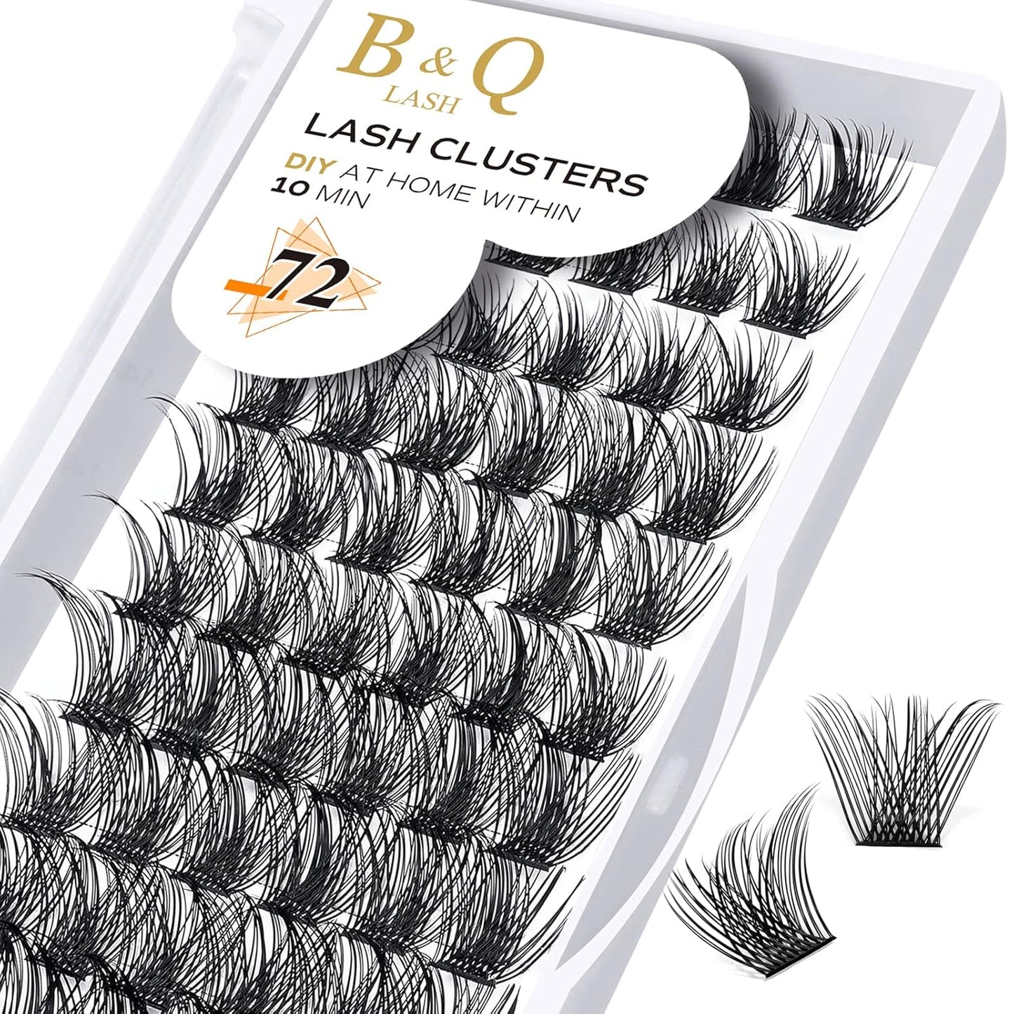 B&Q Lash Clusters Wispy B02, Eyelash Clusters 72PCS Cluster Eyelash Extensions, D Curl Lash Cluster 8-16mm Natural Individual Lashes Volume False Eyelashes Clusters with Soft Band(B02-D-8-16MIX)