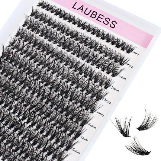 Lash Clusters LAUBESS Individual Lashes Waterproof Eyelash Clusters Mixed Tray Cluster Eyelash Extensions Soft Cluster Lashes for Beginners(40D-C-8-14)