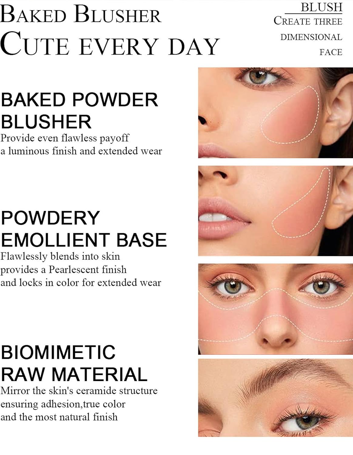 Baked Blush Powder, Natural Glow Blush Palette for Cheeks, Contour Brighten Highlight Face for a Shimmery or Matte Finish, Lightweight Blendable, Long Lasting Face Makeup #01