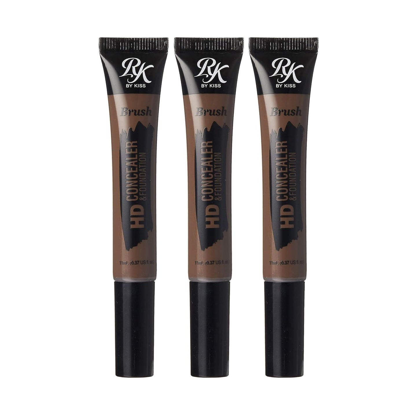 Ruby Kisses HD Brush Concealer & Foundation, Full Coverage, Color Correcting, Highlight, Contour 3 Pack (Dark Cocoa)