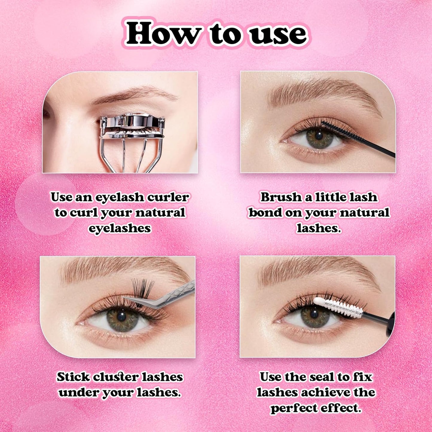 Cluster Lashes D Curl Lash Clusters 280 Pcs Lash Extension Clusters Individual Lashes Soft DIY Eyelash Extensions Mixed Tray Eyelash Clusters Natural Look (40D+50D-0.07D, 8-16mm)