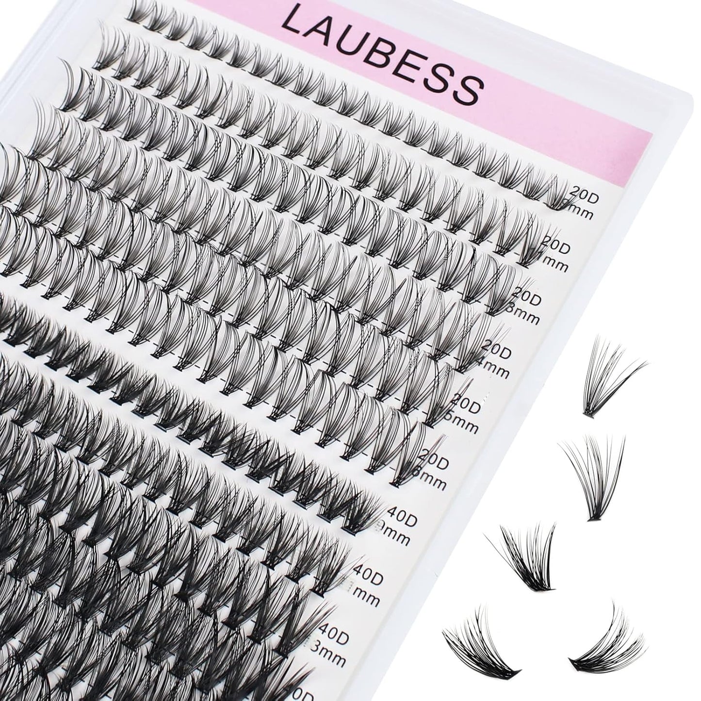 Eyelash Clusters LAUBESS Lash Clusters Individual Lashes Cluster Eyelash Extensions DIY at Home Waterproof Cluster Lashes (20D/40D-D-Mix9-16)