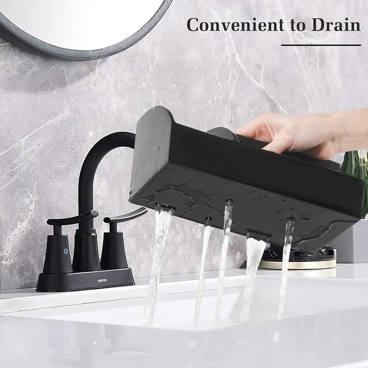 Luxspire Bathroom Counter Organizer, Toothbrush Holder for Bathroom 5 Slot, Large Bathroom Countertop Organizer Storage Marble Bathroom Accessories for Toothbrush Toothpaste, Matte Black