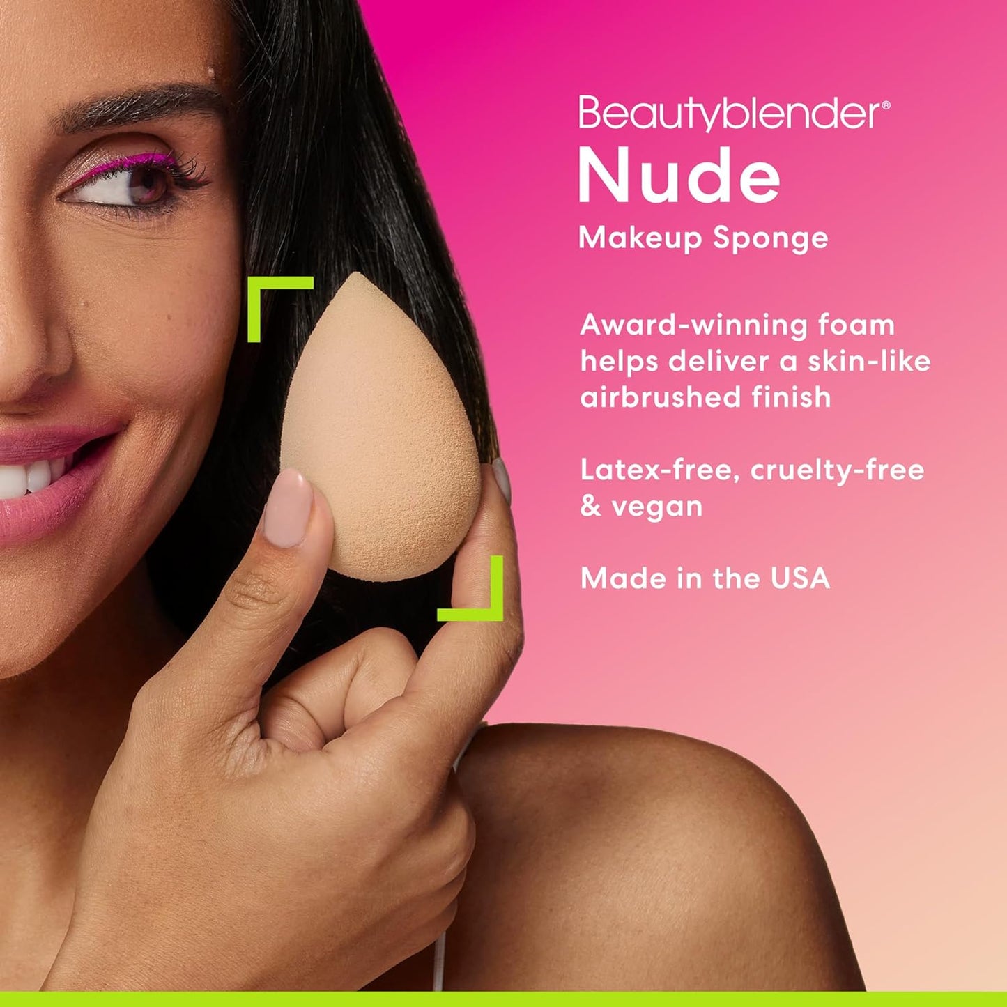 Beautyblender® | Nude Beige Beauty Blender Makeup Sponge, Super-Soft Foam Easily Blends Foundations, Powders & Creams, Made in USA, Reusable, Washable, Streak Free Application, Vegan, Cruelty Free