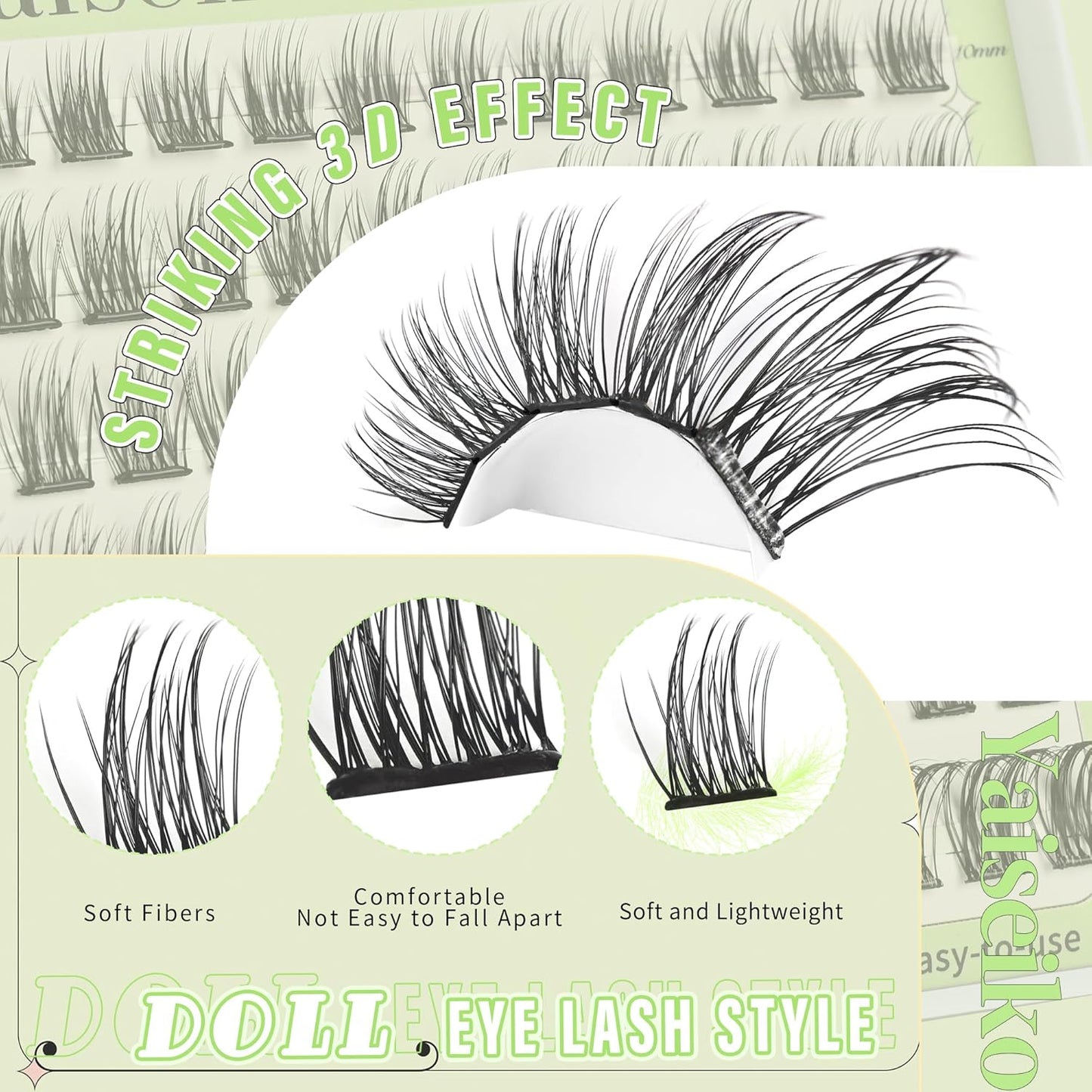 Self Adhesive Eyelash Clusters Press On Lashes, Self Adhesive Eyelashes No Glue Needed Lash Extension Reusable Wispy DIY Eyelash Extensions D curl Pre Glued Cluster Lashes 10-18mm(Y02 72Pcs)