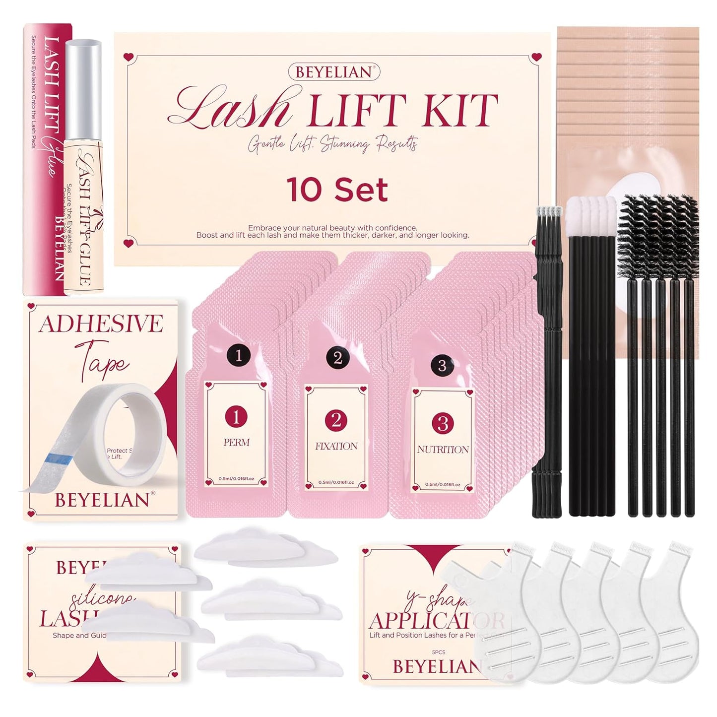 BEYELIAN Lash Lift Kit Eyelash Perm Kit, Professional Instant Perming, Lifting & Curling for Eyelashes, Semi-Permanent Salon & DIY at Home Lash Lift Use for Beginner and Professional 10 Times