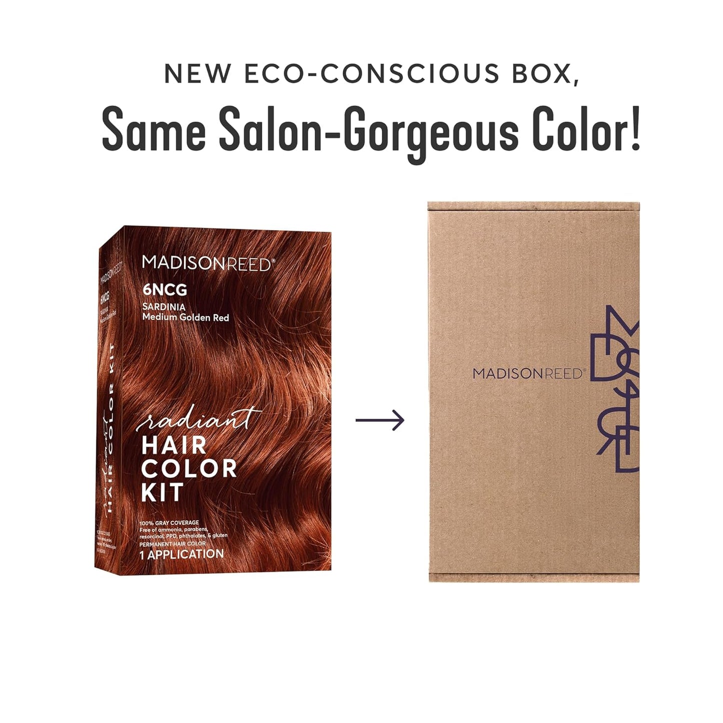 Madison Reed Radiant Hair Color Kit | 6NCG Medium Golden Red with Copper Tones (Sardinia Red) for 100% Gray Hair Coverage | Dimensional Permanent Hair Dye | PPD-Free & Ammonia-Free | 2 Pack