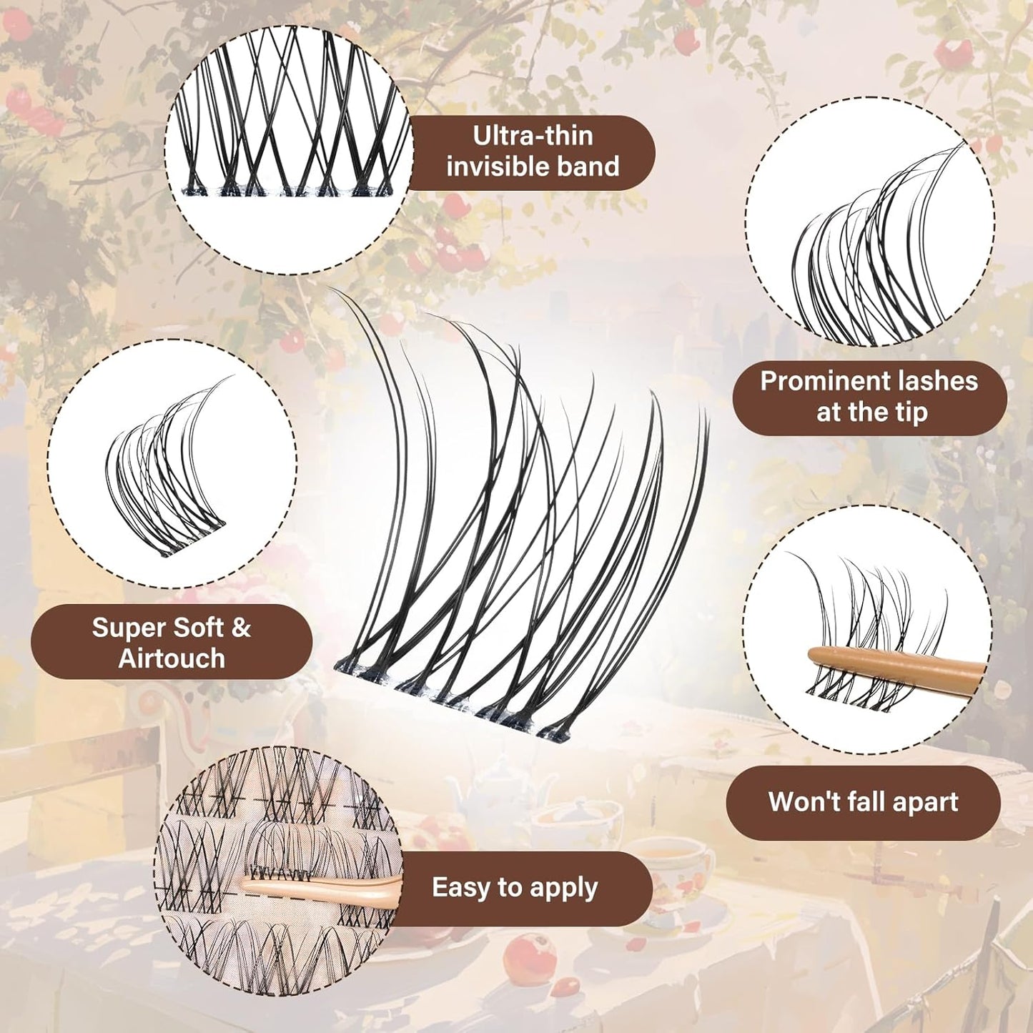 JMS&JMS Super Thin Band Eyelash Clusters Reusable Soft & Comfortable (Flora,8-18mix)