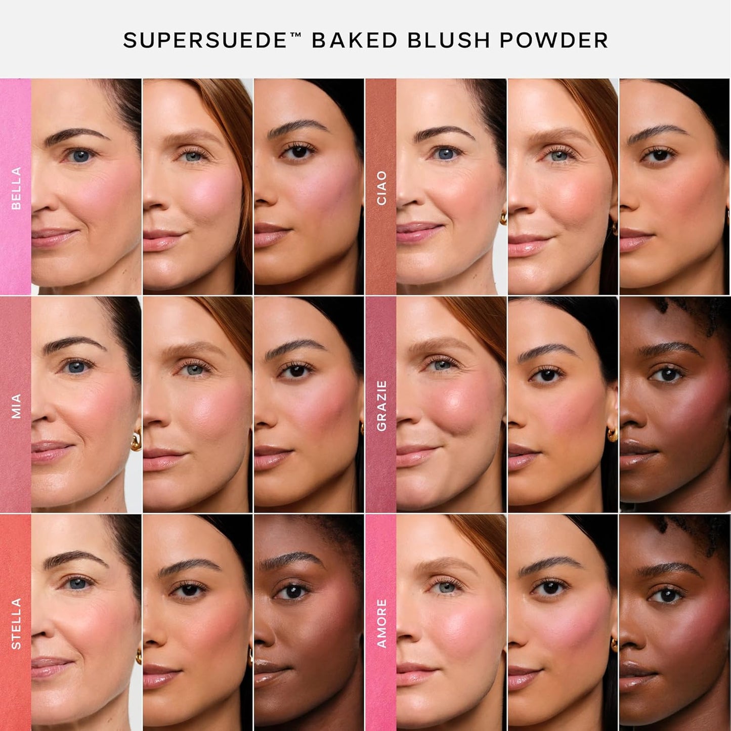 Saie SuperSuede Baked Blush - Talc-Free Powder Blush for All Day Wear - Enriched with Plant-Derived Squalane + Glycerin to Help Moisturize Dry Skin - Ciao (0.1 Ounce)