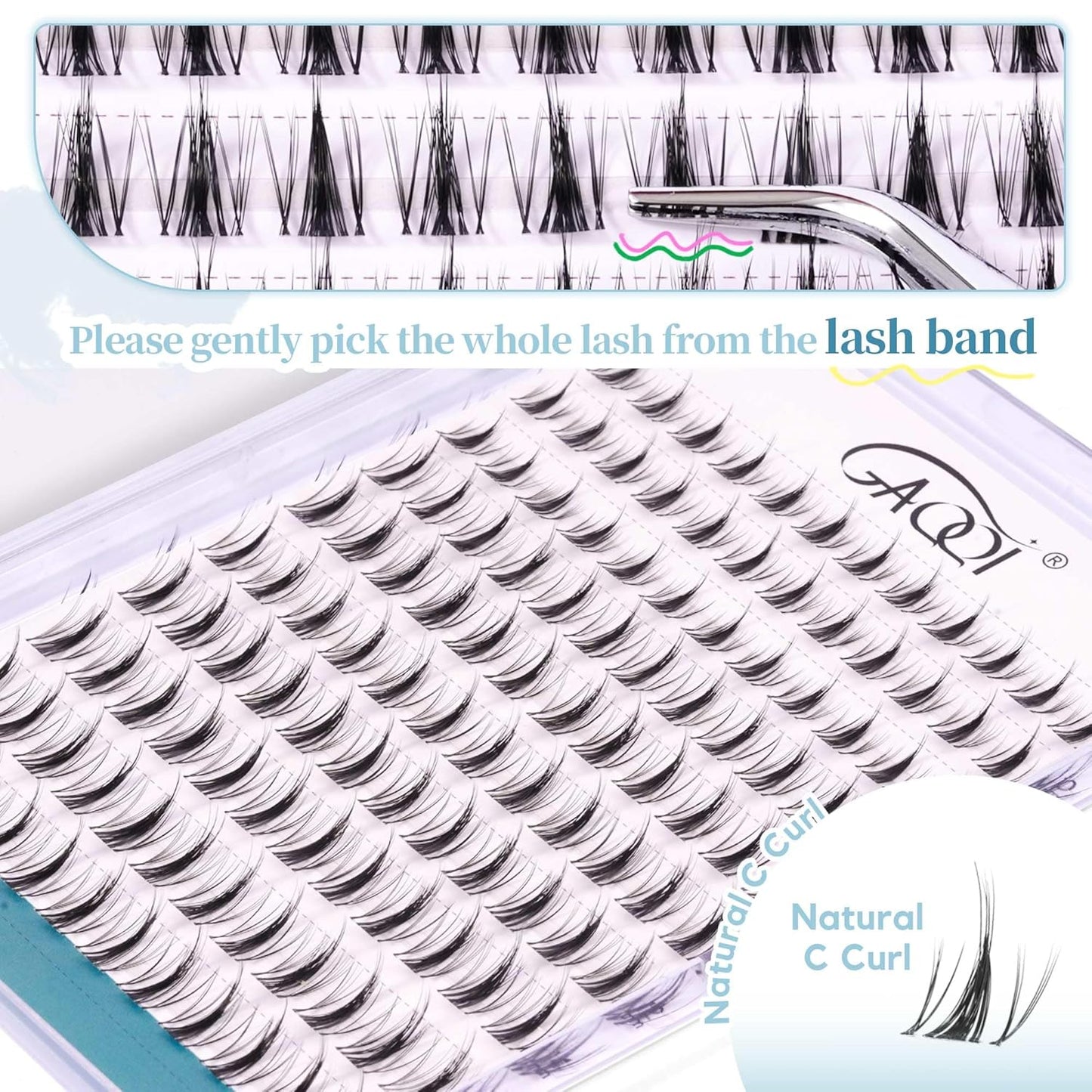 GAQQI Lash Clusters Manga Eyelash Clusters 10-14mm Wet Look Spiky Cluster Lashes 120PCS, Cluster Eyelash Extensions C Curl, Invisible Band Ultra-thin & Soft Clear Band False Lashes (HEROINE)