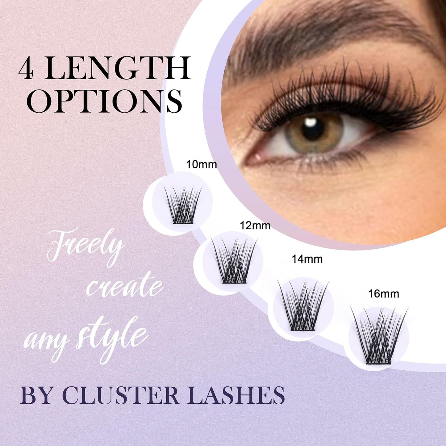 GAQQI Lash Clusters, GQ03 False Eyelashes DIY Lash Extensions D Curl 168PCS Cluster Lashes 14MM, Wispy and Natural Look (GQ03,14mm,D Curl)