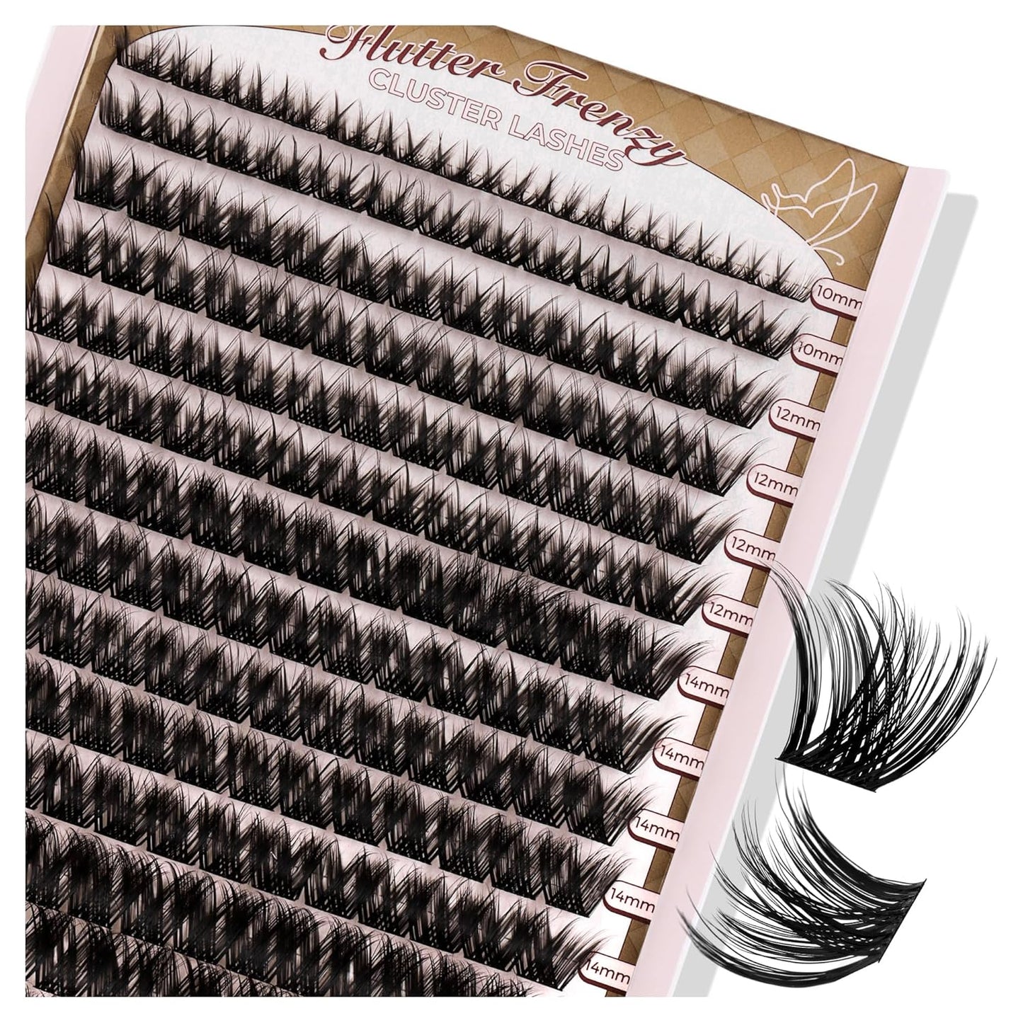 PopUp Lash-Extension-Clusters 182pcs D Curl Lash Clusters Natural Look Cluster Lashes Extensions Super Thin Band & Soft Lashes Reusable 9-16mm MIX (C163)