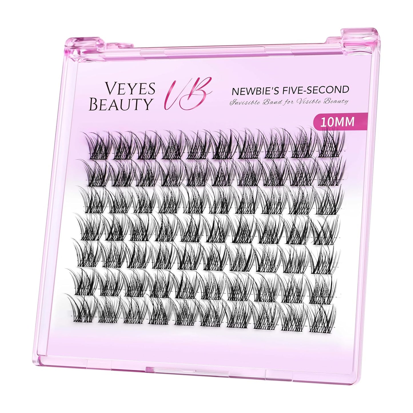 VEYESBEAUTY Lash Clusters Individual Eyelash Extensions Thin & Invisible Band DIY False Eyelashes for Self-application Newbie's Five-Second Series Wispy Lash Tray, LuxeBold 10mm Single Length