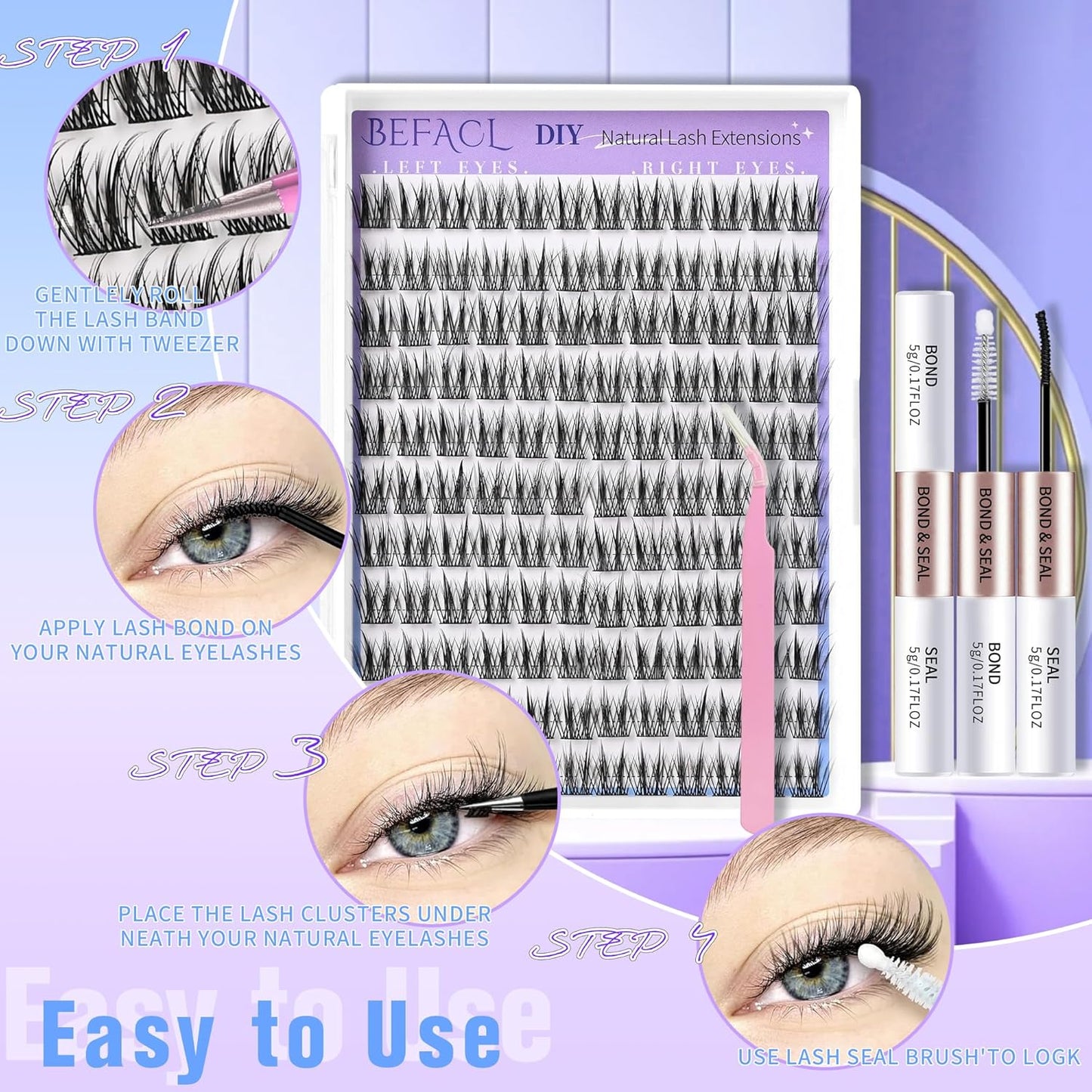 Natural Lash Clusters Wispy Cluster Eyelash Extensions Waterproof Individual Lashes 12&13mm Short Eyelash Clusters Manga Lashes Clusters Kit(132Pcs,C Curl)