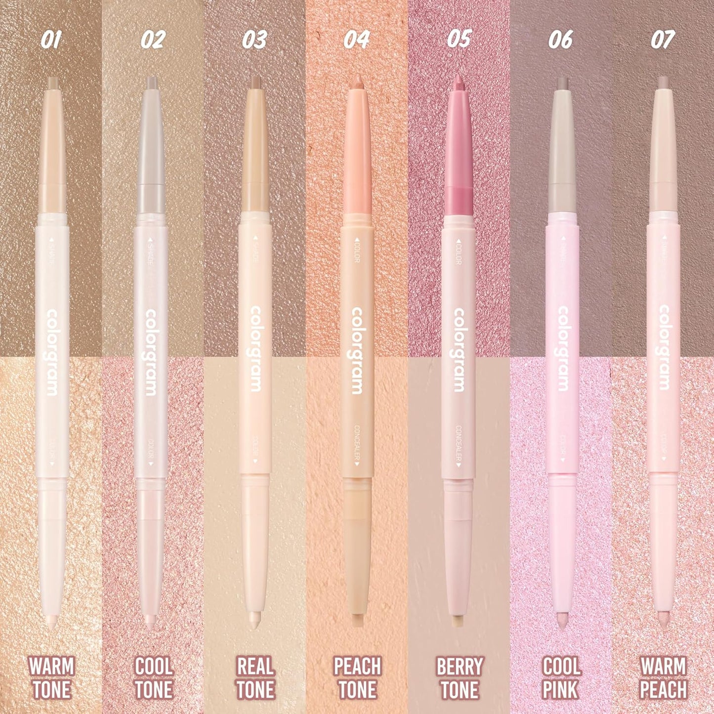 COLORGRAM Under Eye Highlighter Stick 07 Warm Peach | Silky-Smooth Long-Lasting Highlighter & Contouring Stick for Smudge-Proof, Shining Daily Makeup | K-Beauty Face Highlighters & Luminizers