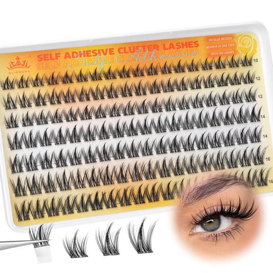 Self Adhesive Eyelashes No Glue Lash Clusters Manga Eyelash Extensions Self Adhesive Eyelash Clusters Wispy Individual Lashes Extensions Spiky Pre-glued Eyelashes 126Pcs